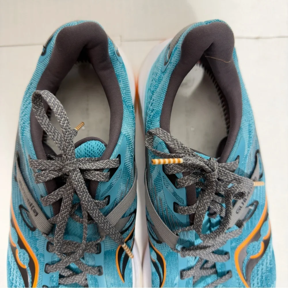 Saucony Blue Athletic Running Shoes with Orange Trim
